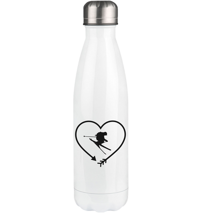 Arrow in Heartshape and Skiing - Edelstahl Thermosflasche klettern ski 500ml