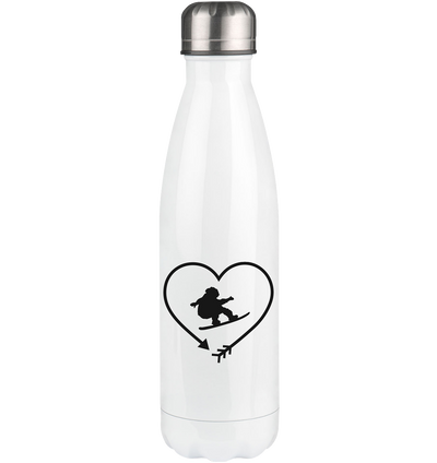 Arrow in Heartshape and Snowboarding - Edelstahl Thermosflasche snowboarden 500ml