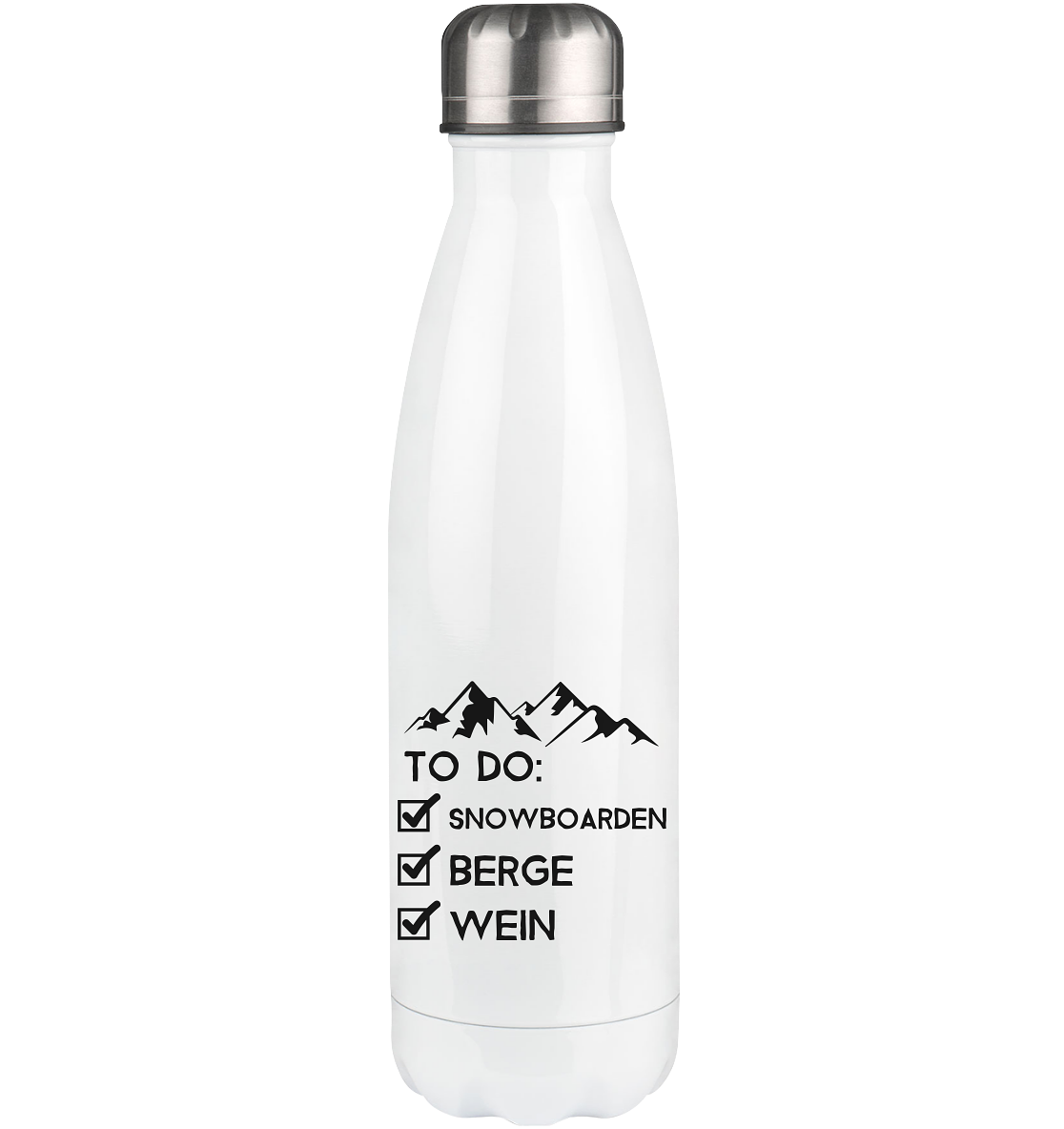 To Do Liste - Snowboarden, Berge, Wein - Edelstahl Thermosflasche snowboarden 500ml