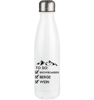 To Do Liste - Snowboarden, Berge, Wein - Edelstahl Thermosflasche snowboarden 500ml