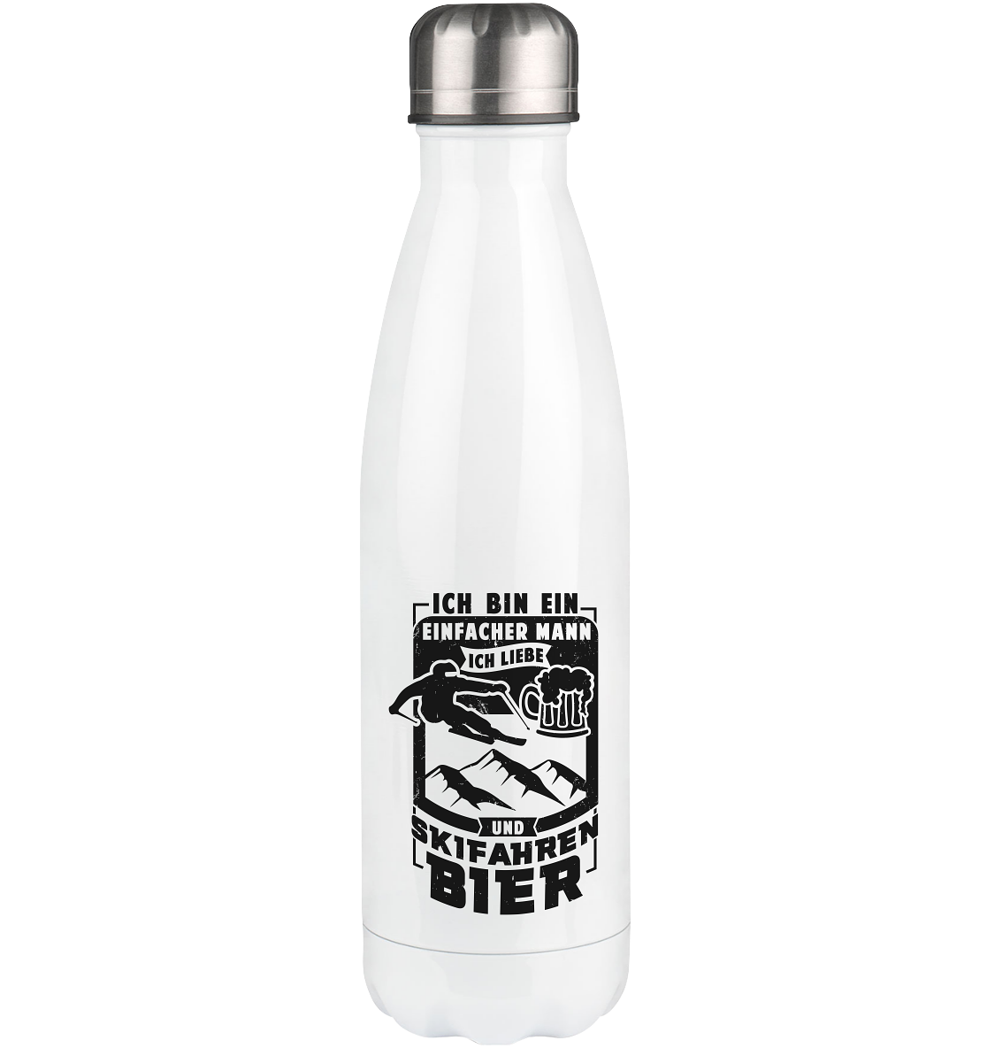 Einfacher Mann - Skifahren und Bier - Edelstahl Thermosflasche klettern ski 500ml