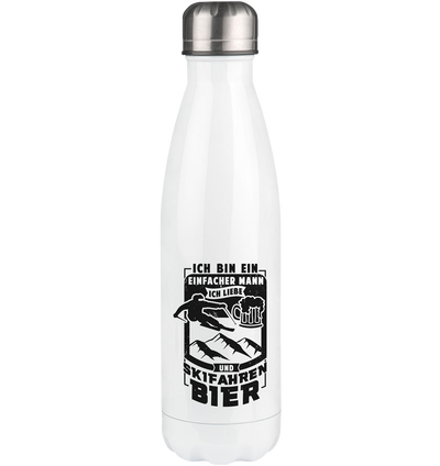 Einfacher Mann - Skifahren und Bier - Edelstahl Thermosflasche klettern ski 500ml