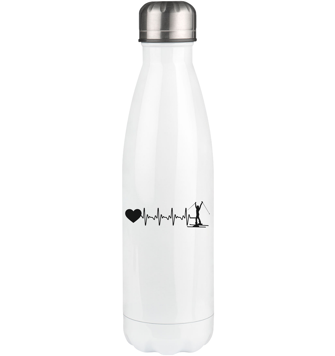 Heartbeat Heart and Skiing - Edelstahl Thermosflasche klettern ski 500ml