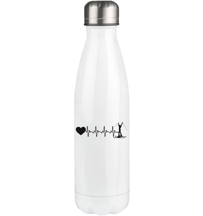 Heartbeat Heart and Skiing - Edelstahl Thermosflasche klettern ski 500ml