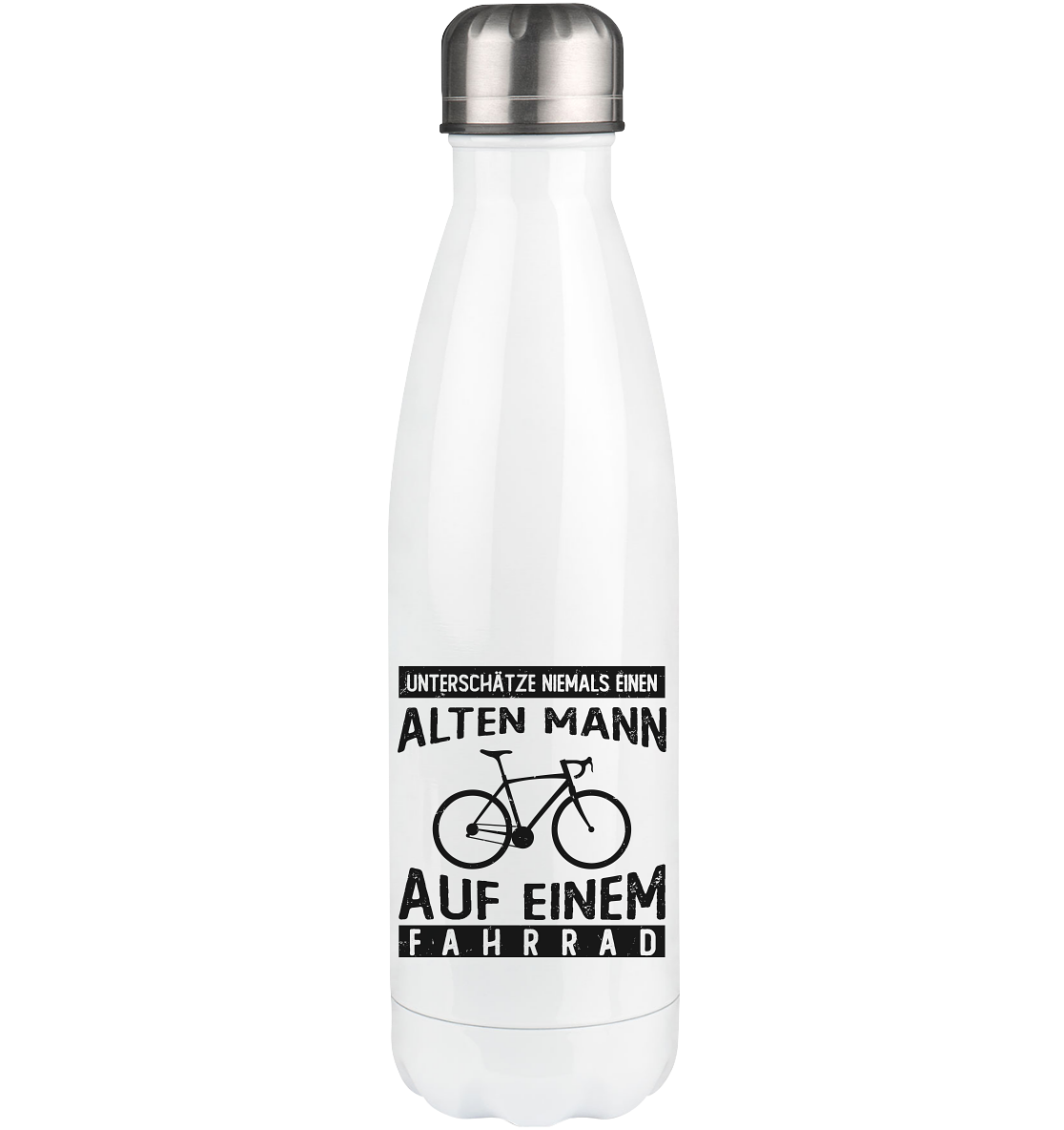 Alter Mann auf einem Fahrrad - Edelstahl Thermosflasche fahrrad 500ml