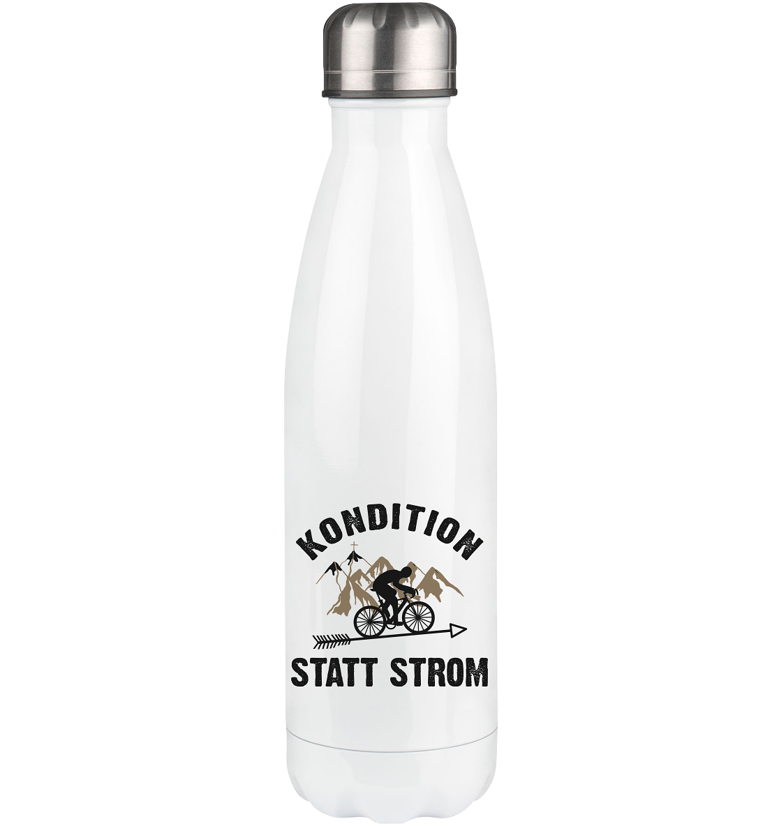 Kondition statt Strom - Edelstahl Thermosflasche fahrrad mountainbike 500ml