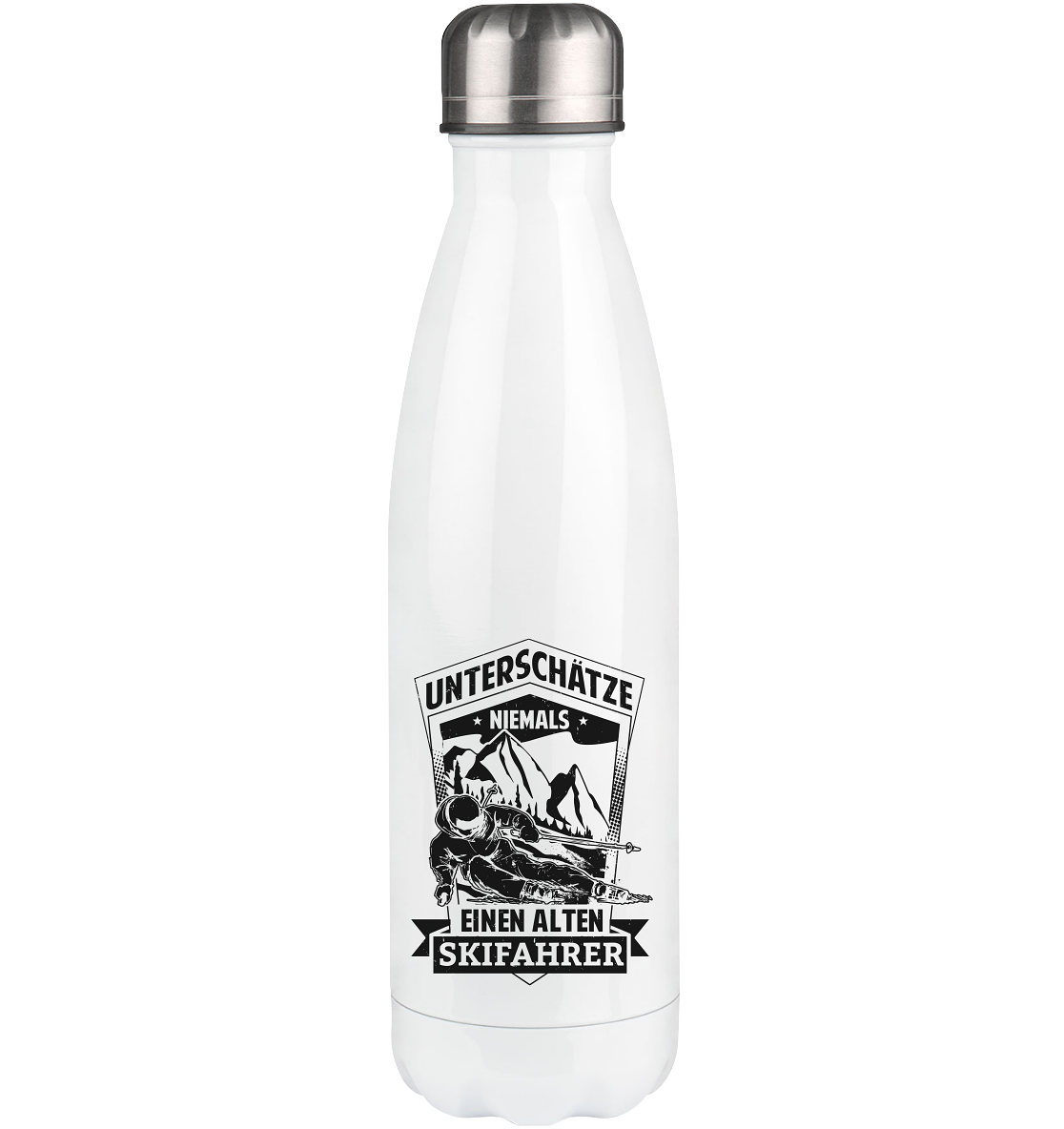 Unterschätze niemals nen alten Skifahrer - Edelstahl Thermosflasche klettern ski 500ml