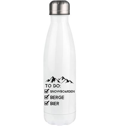 To Do Liste - Snowboarden, Berge, Bier - Edelstahl Thermosflasche snowboarden 500ml