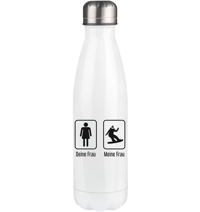 Deine Frau - Meine Frau - Edelstahl Thermosflasche snowboarden 500ml