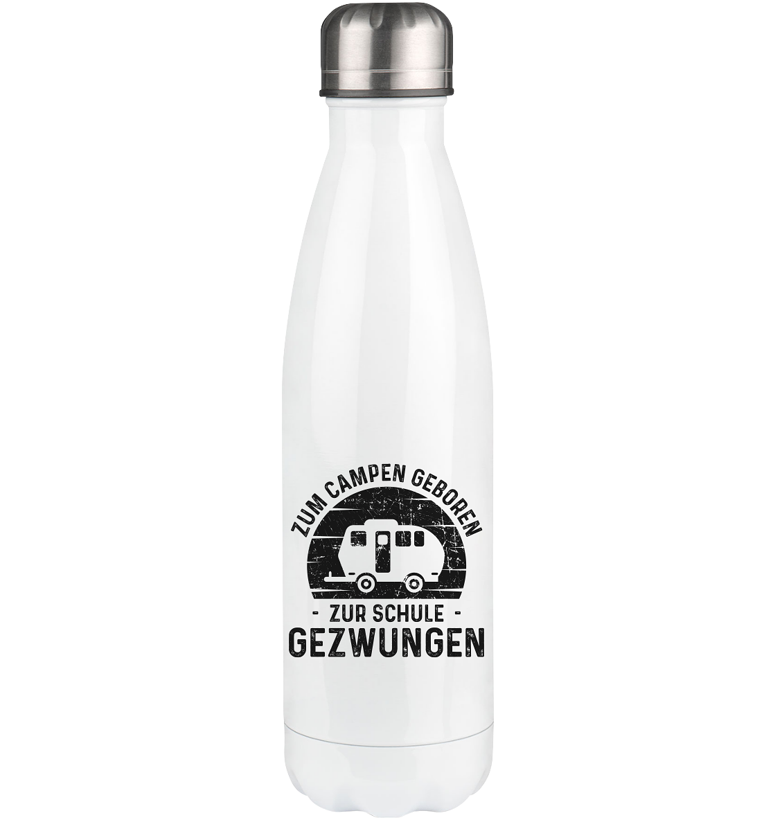 Zum Campen Geboren Zur Schule Gezwungen - Edelstahl Thermosflasche camping UONP 500ml