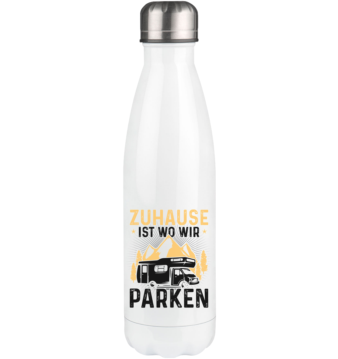 Zuhause ist wo wir parken - Edelstahl Thermosflasche camping 500ml