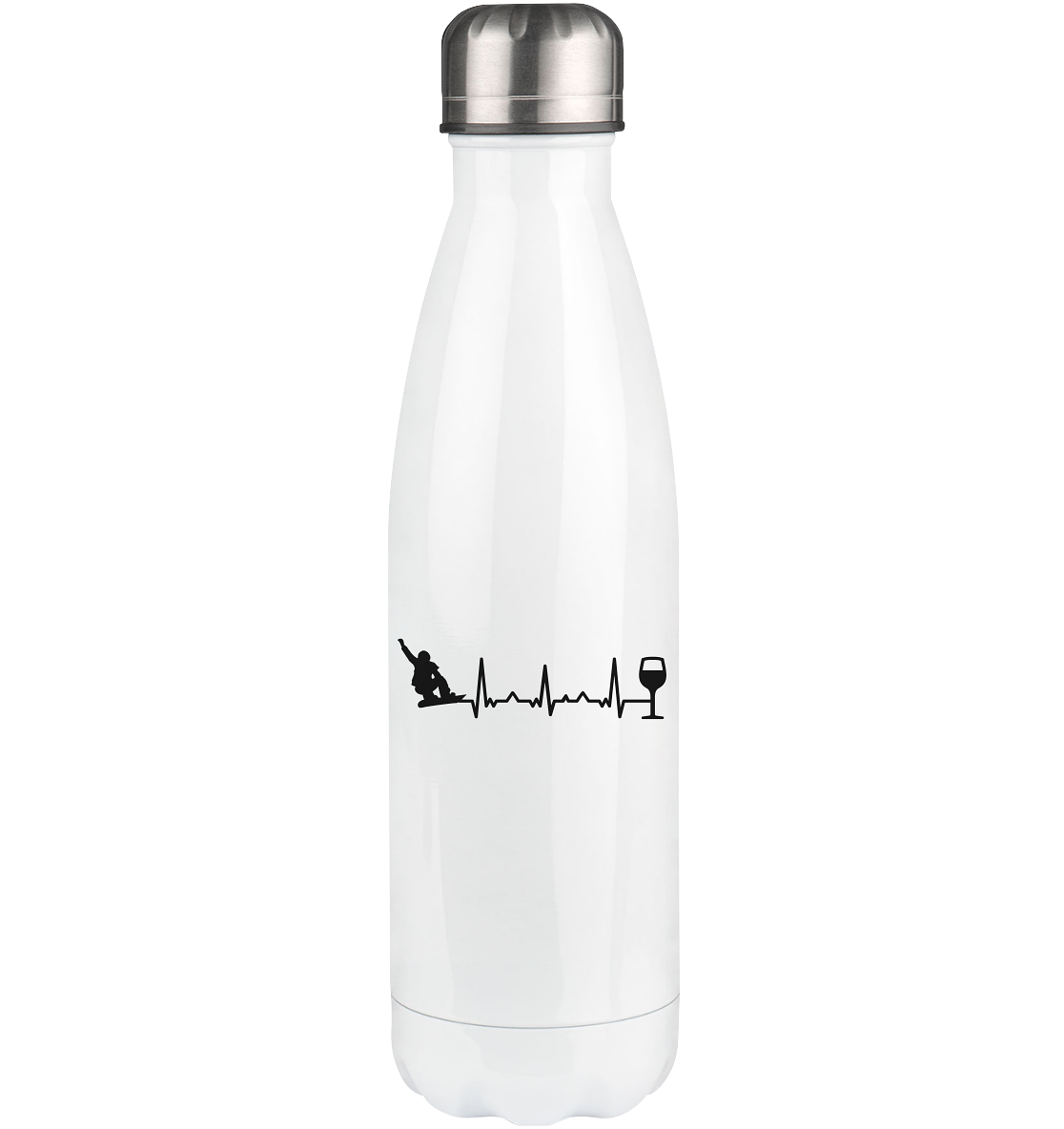 Heartbeat Wine and Snowboarding - Edelstahl Thermosflasche snowboarden 500ml