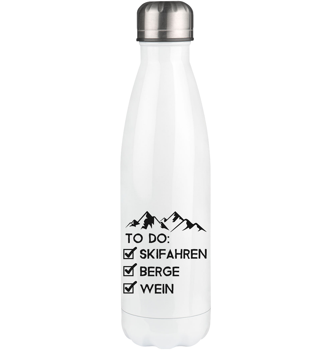 To Do Liste - Skifahren, Berge, Wein - Edelstahl Thermosflasche klettern ski 500ml