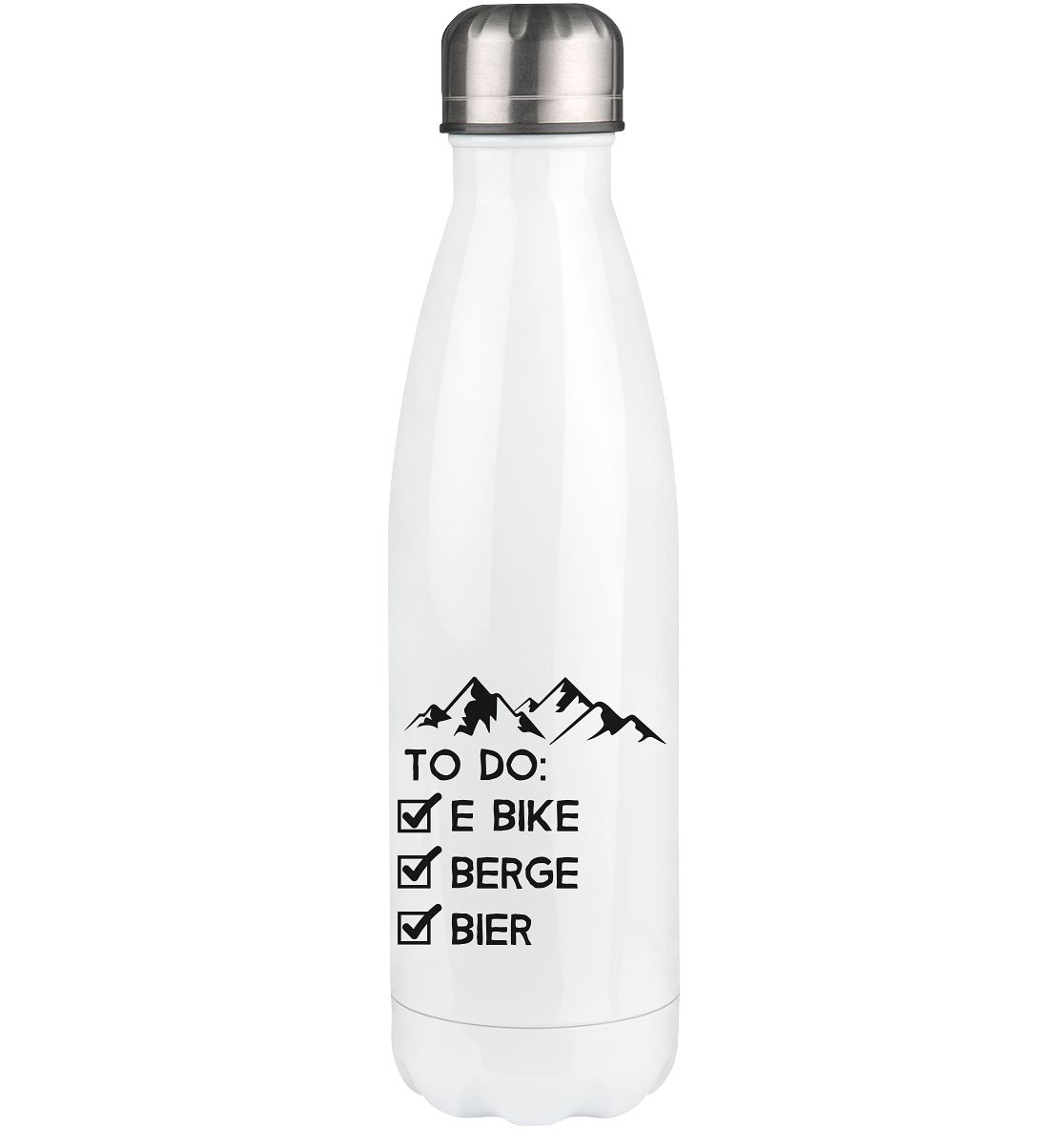 To Do Liste - E-Bike, Berge, Bier - Edelstahl Thermosflasche e-bike 500ml