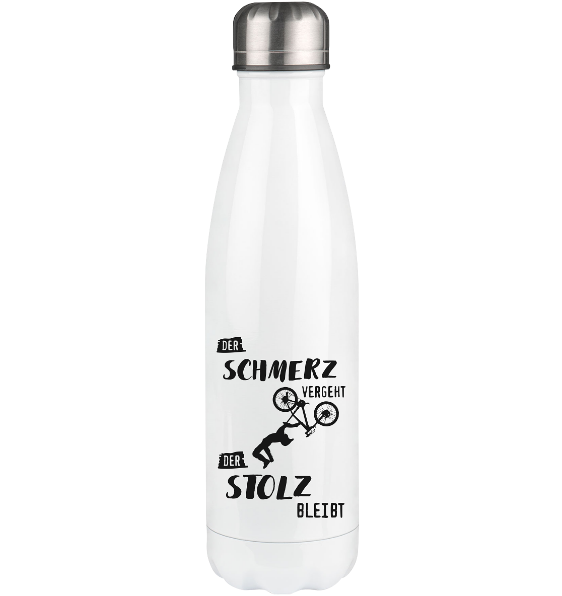 Der Schmerz vergeht der Stolz bleibt - Edelstahl Thermosflasche mountainbike 500ml