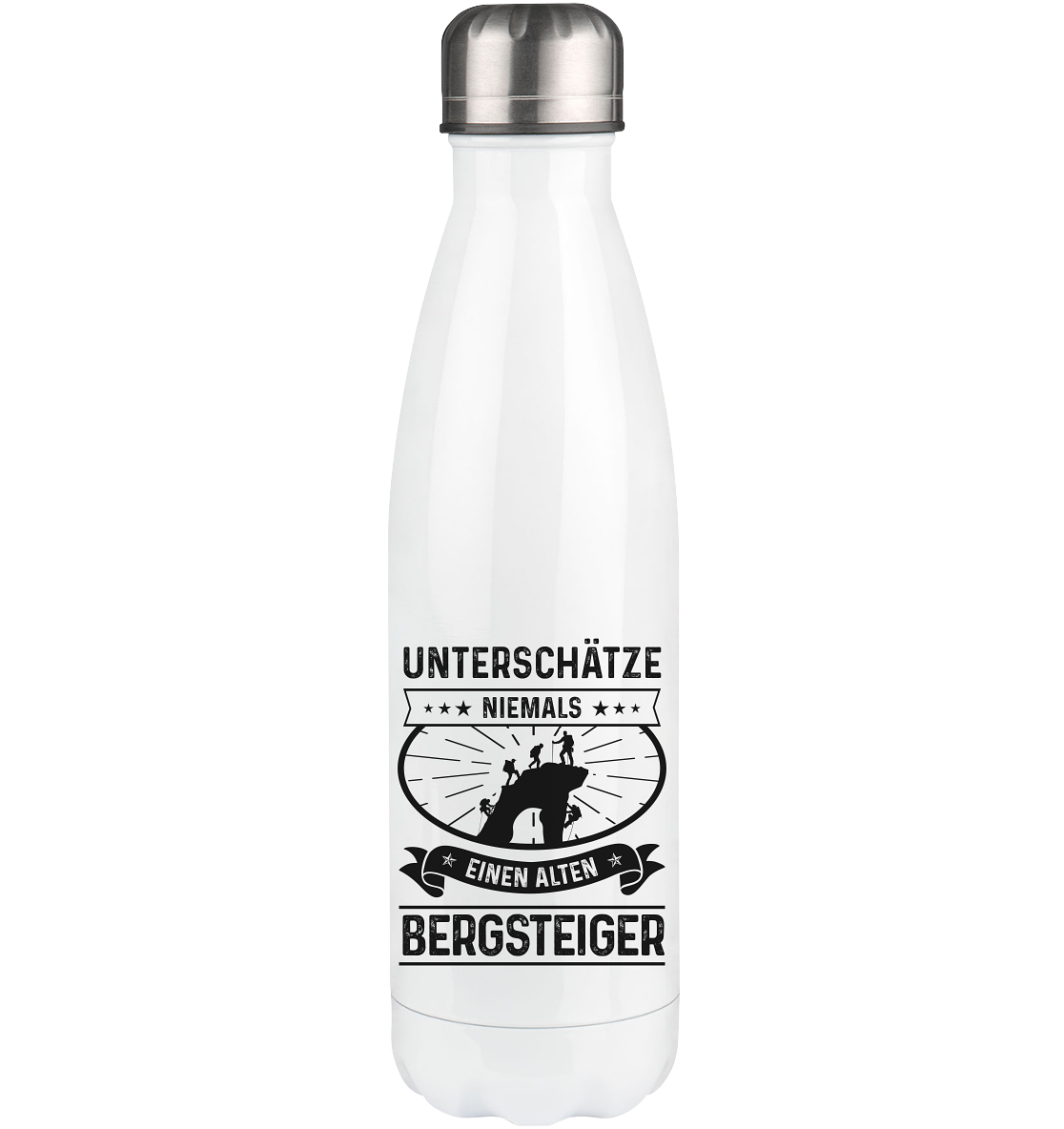 Unterschatze Niemals Einen Alten Bergsteiger - Edelstahl Thermosflasche klettern 500ml