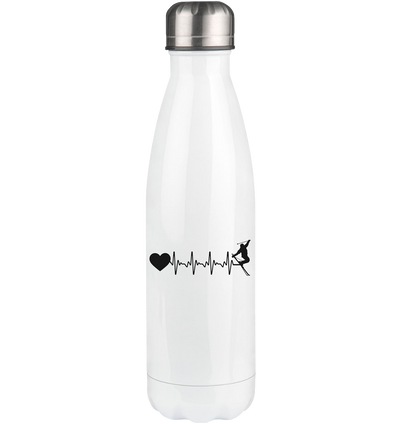 Heartbeat Heart and Skiing - Edelstahl Thermosflasche klettern ski 500ml