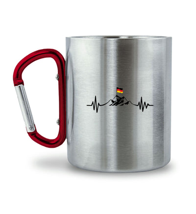 Herzschlag Berge und Deutschland Flagge - Karabiner Tasse berge wandern