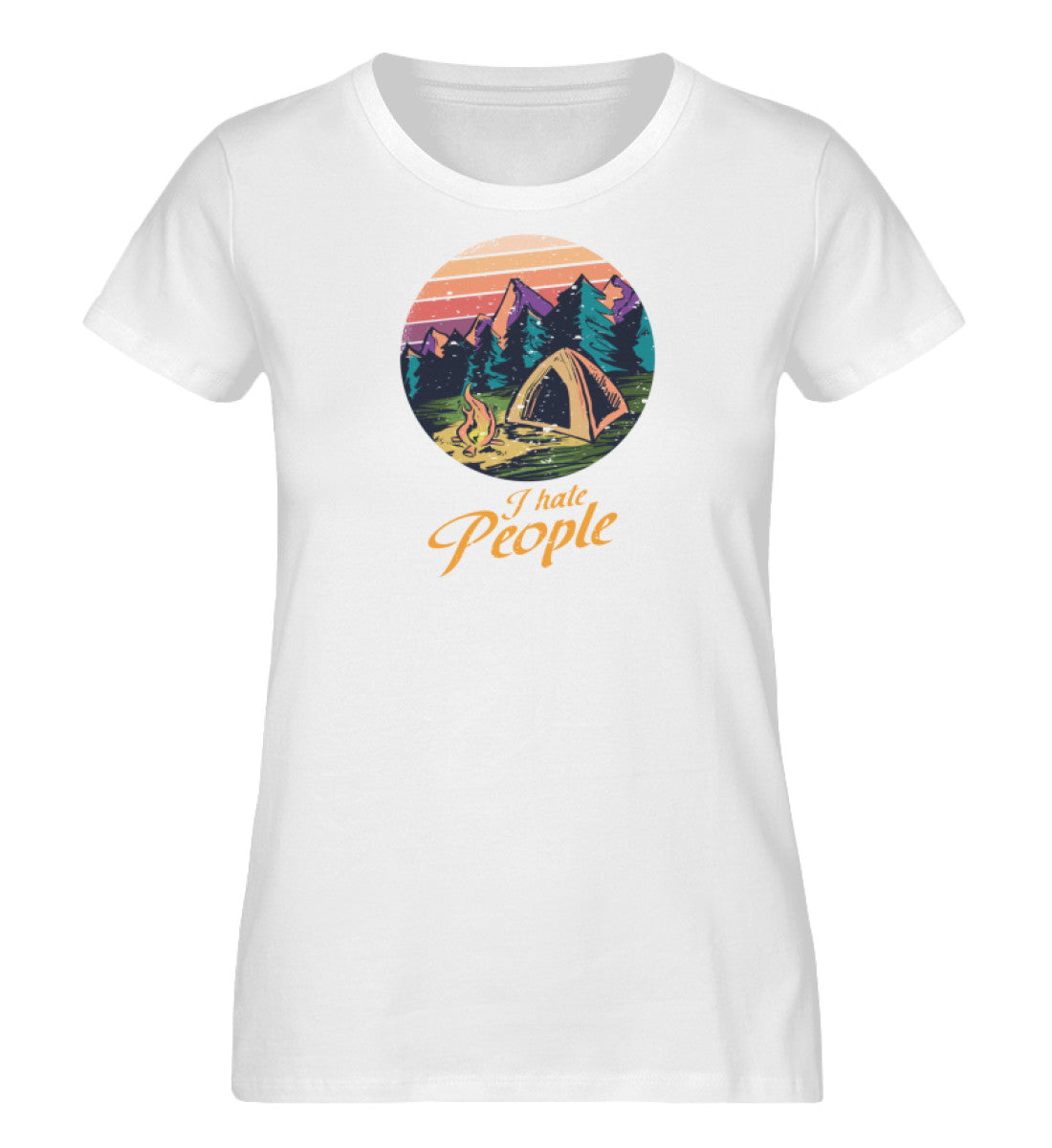 I hate People - Damen Organic T-Shirt camping Weiß