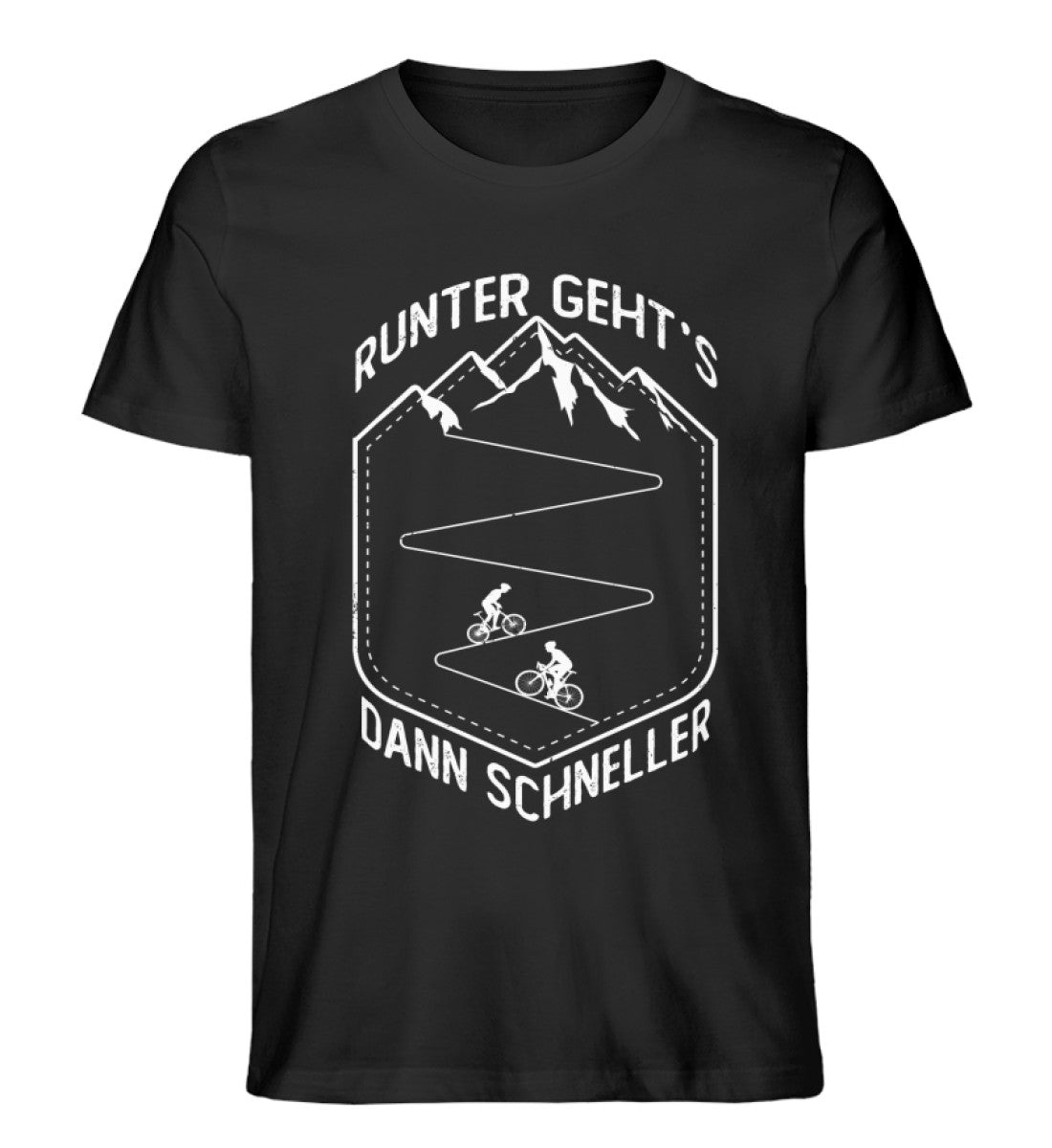 Runter gehts dann schneller - Herren Organic T-Shirt fahrrad mountainbike Schwarz