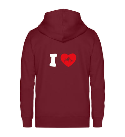 I Love Berge - Unisex Premium Organic Sweatjacke berge Weinrot