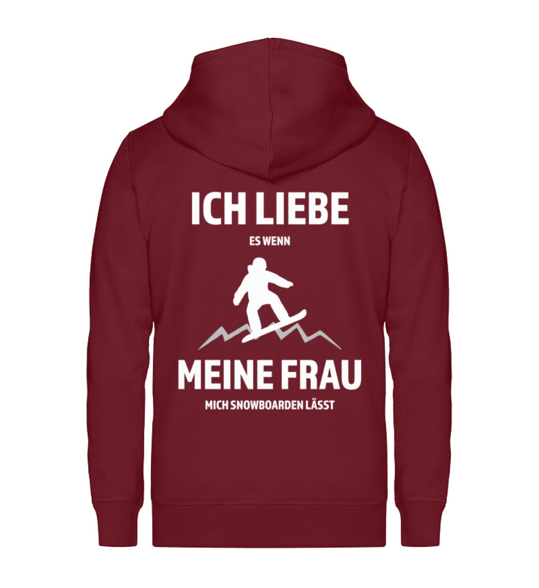 Ich liebe meine Frau - Snowboarden ~ - Unisex Premium Organic Sweatjacke Weinrot