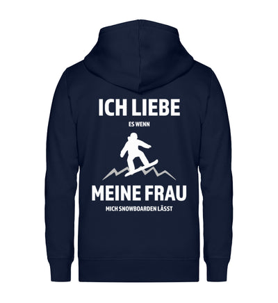 Ich liebe meine Frau - Snowboarden ~ - Unisex Premium Organic Sweatjacke Navyblau