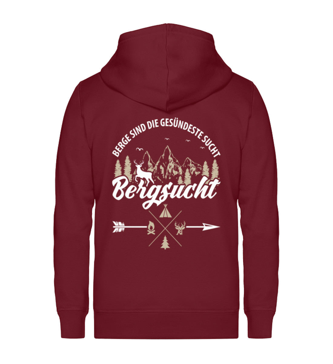 Bergsucht - Unisex Premium Organic Sweatjacke berge klettern Weinrot