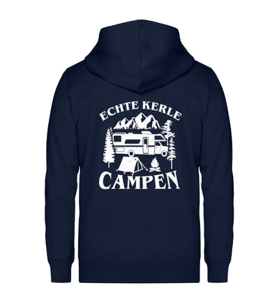 Echte Kerle campen - Unisex Premium Organic Sweatjacke camping Navyblau