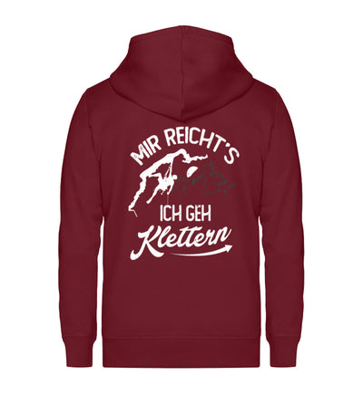 Mir reichts, ich geh Klettern - Unisex Premium Organic Sweatjacke klettern Weinrot