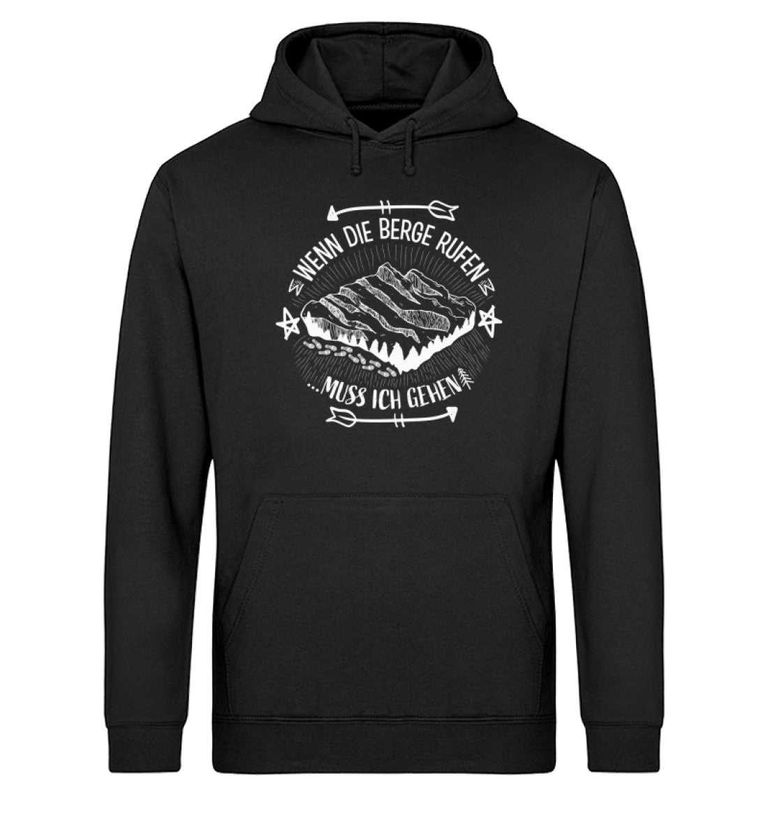 Wenn die Berge Rufen muss ich gehen - Unisex Organic Hoodie berge wandern Schwarz