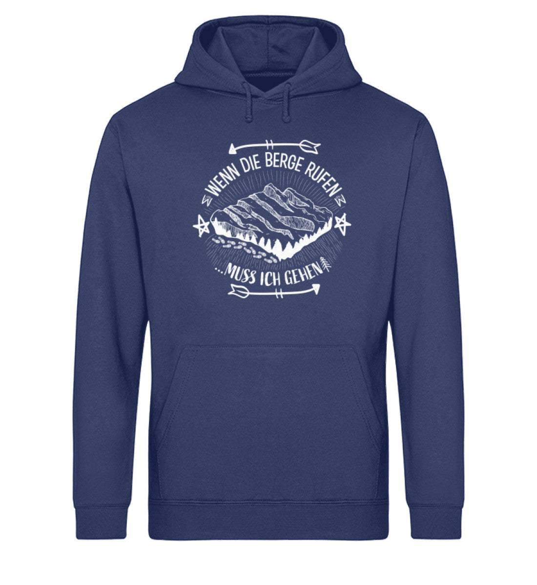 Wenn die Berge Rufen muss ich gehen - Unisex Organic Hoodie berge wandern Navyblau