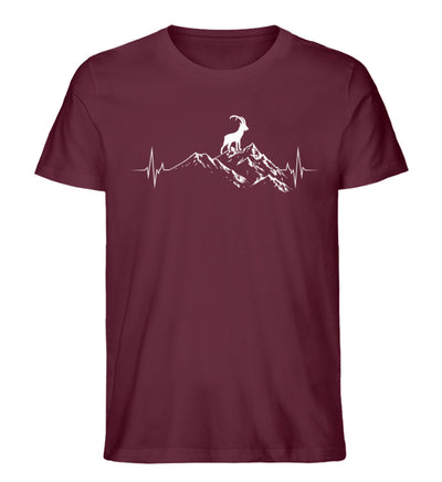 Herzschlag Berge und Steinbock - Herren Premium Organic T-Shirt berge wandern Weinrot