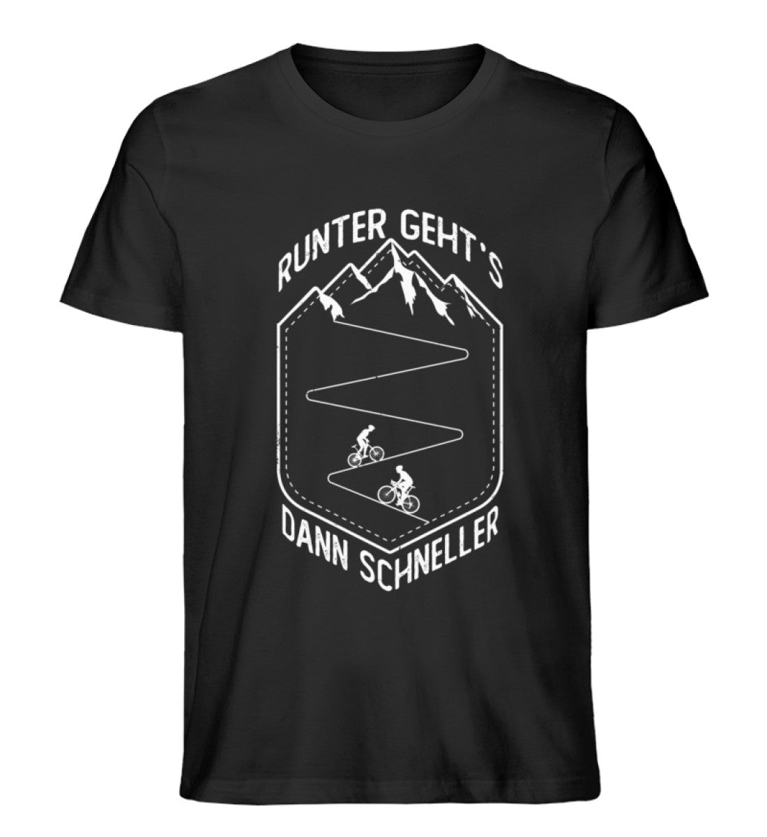 Runter gehts dann schneller - Herren Premium Organic T-Shirt fahrrad mountainbike Schwarz