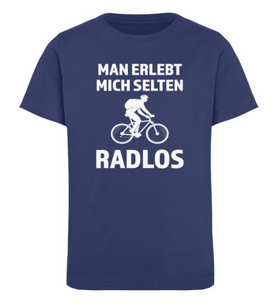 Man erlebt mich selten radlos - Kinder Premium Organic T-Shirt fahrrad mountainbike Navyblau