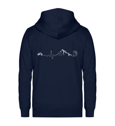 Herzschlag Berge, Bike und Bier - Unisex Premium Organic Sweatjacke mountainbike Navyblau