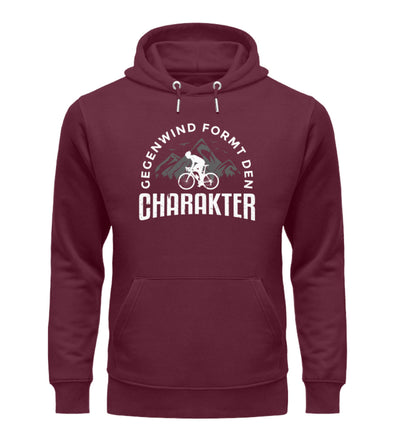 Gegenwind formt den Charakter - Unisex Premium Organic Hoodie fahrrad mountainbike Weinrot