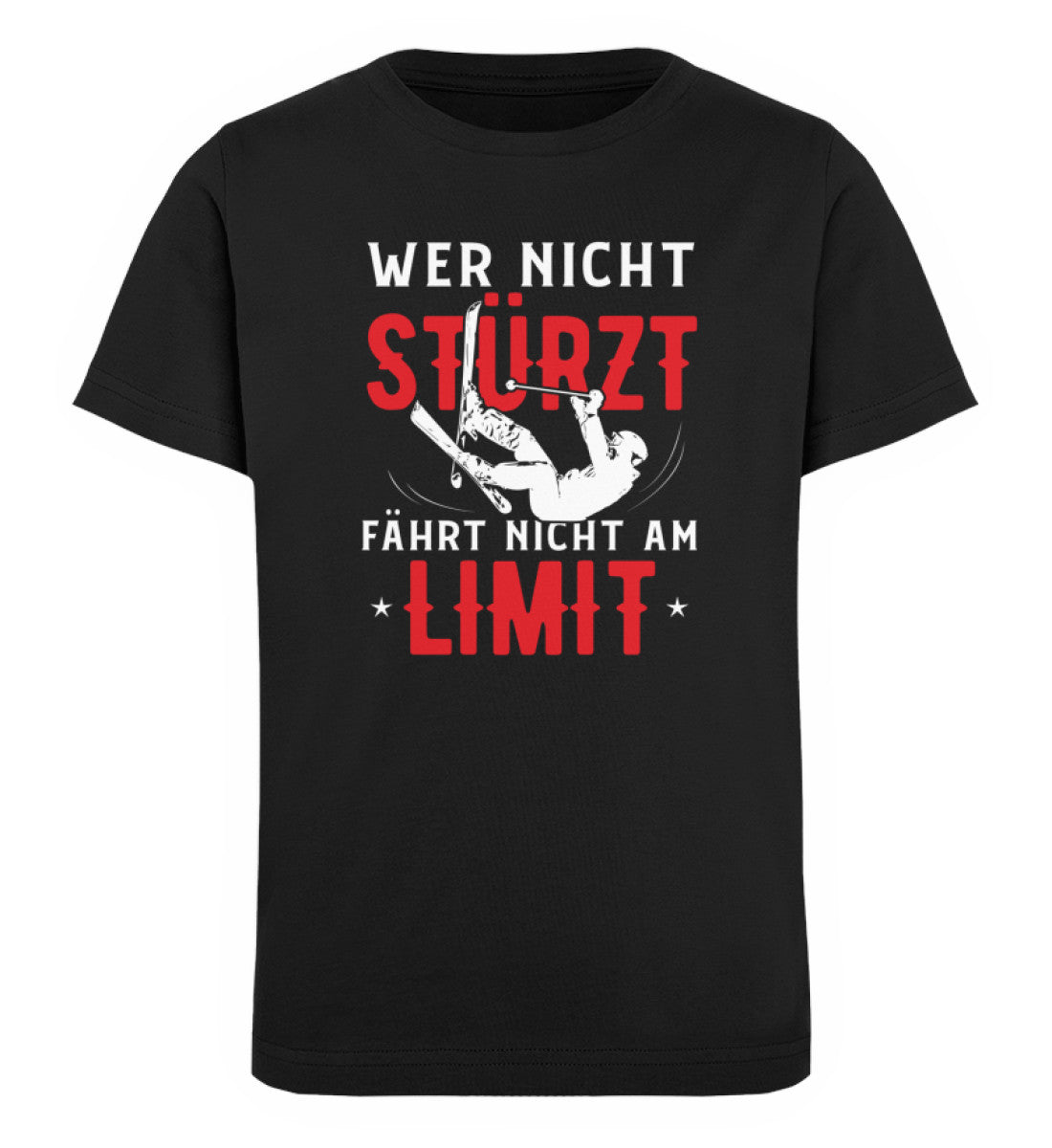 Wer nicht stürzt fährt nicht am Limit - Kinder Premium Organic T-Shirt Schwarz