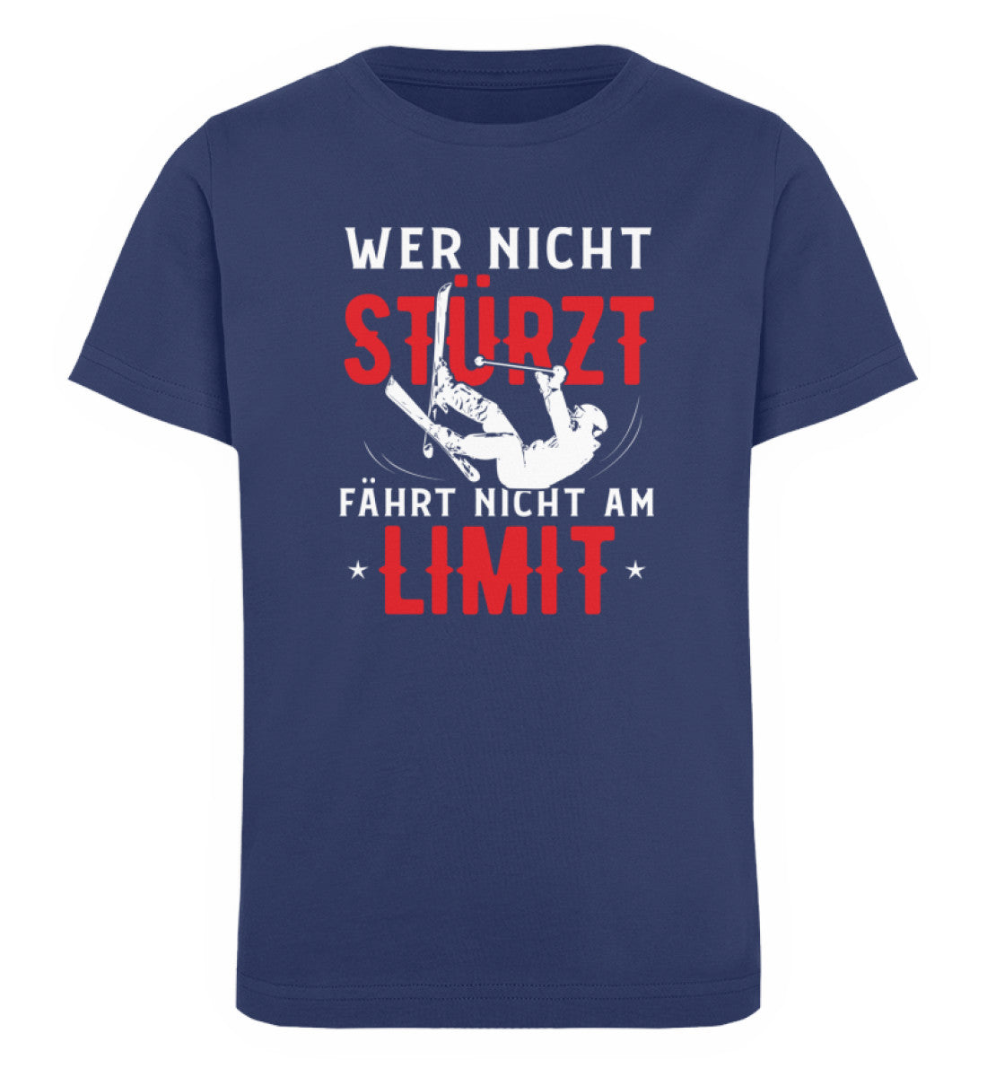 Wer nicht stürzt fährt nicht am Limit - Kinder Premium Organic T-Shirt Navyblau