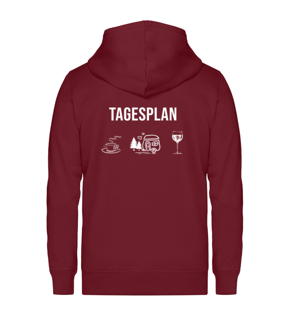 Tagesplan Kaffee, Camping und Wein - Unisex Premium Organic Sweatjacke camping Weinrot