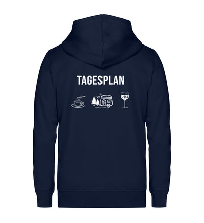 Tagesplan Kaffee, Camping und Wein - Unisex Premium Organic Sweatjacke camping Navyblau