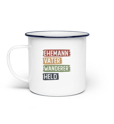 Ehemann, Vater, Wanderer, Held - Emaille Tasse wandern Default Title