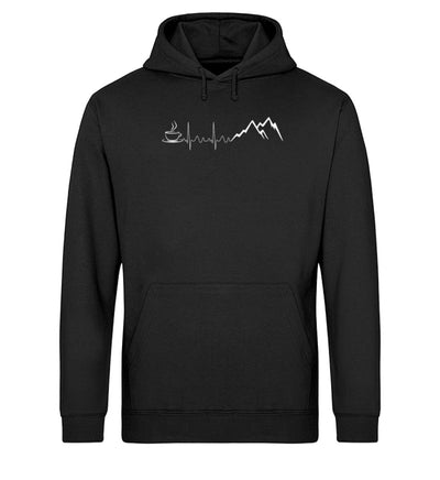 Herzschlag Berge und Kaffee - Unisex Organic Hoodie berge wandern Schwarz