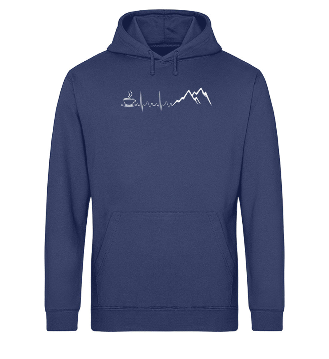 Herzschlag Berge und Kaffee - Unisex Organic Hoodie berge wandern Navyblau