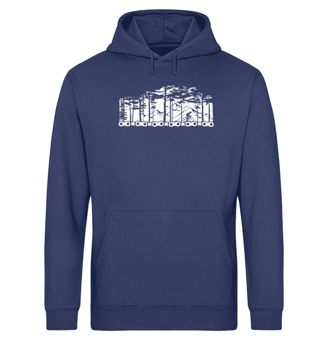 Fahrradkette und Wald - Unisex Organic Hoodie fahrrad mountainbike Navyblau