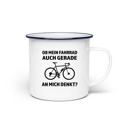 Ob mein Fahrrad gerade an mich denkt- Emaille Tasse fahrrad