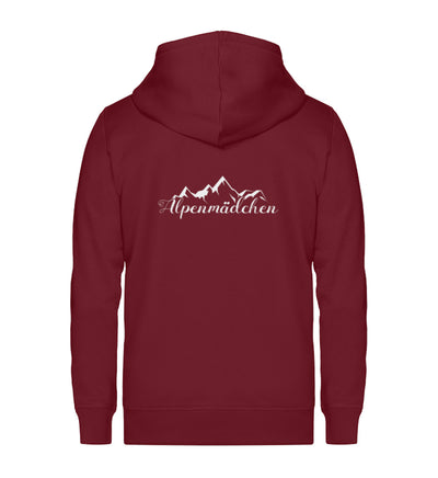 Alpenmädchen - Unisex Premium Organic Sweatjacke berge Weinrot