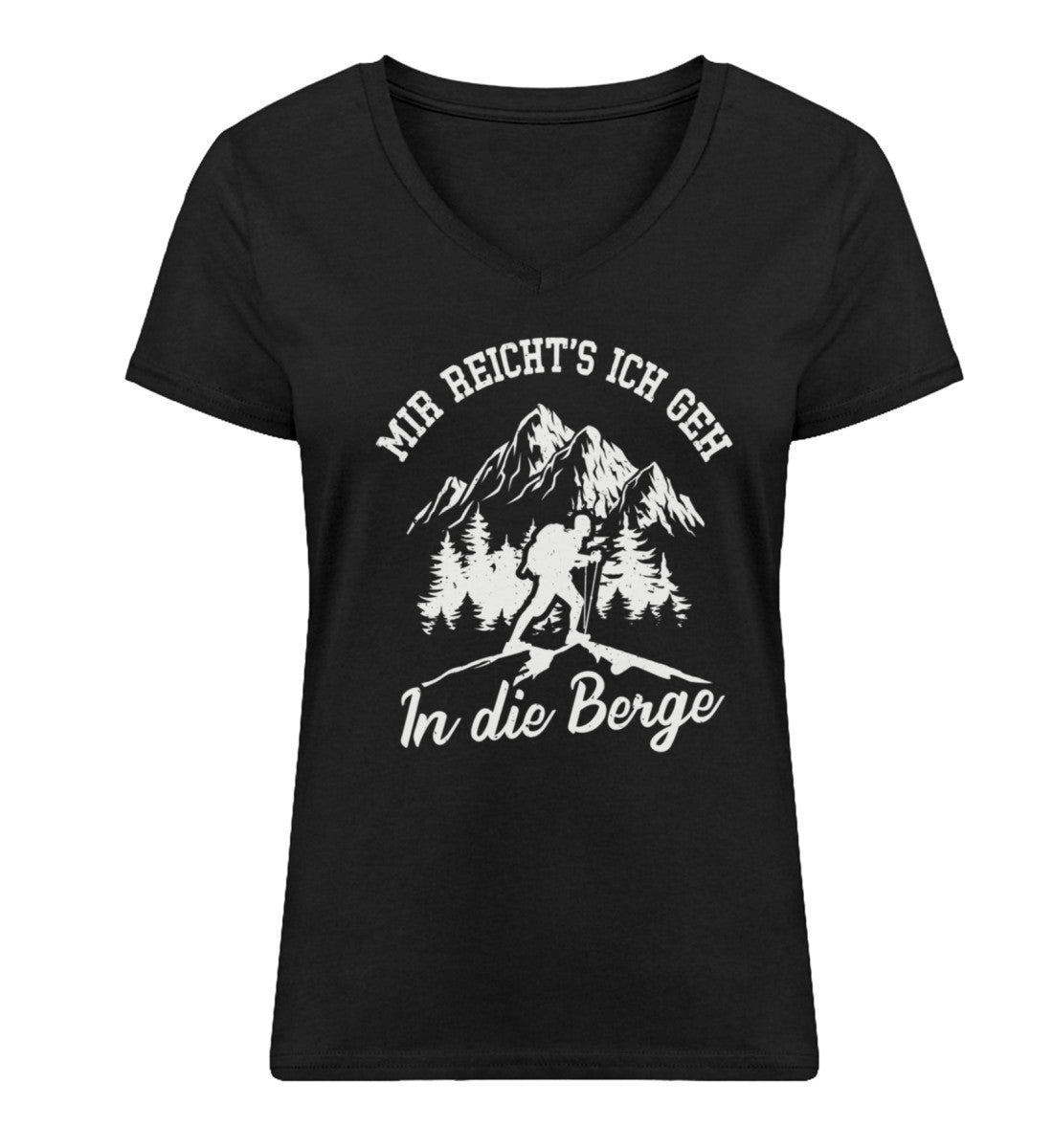 Mir reichts ich geh in die Berge - Damen Organic V-Neck Shirt berge wandern Schwarz