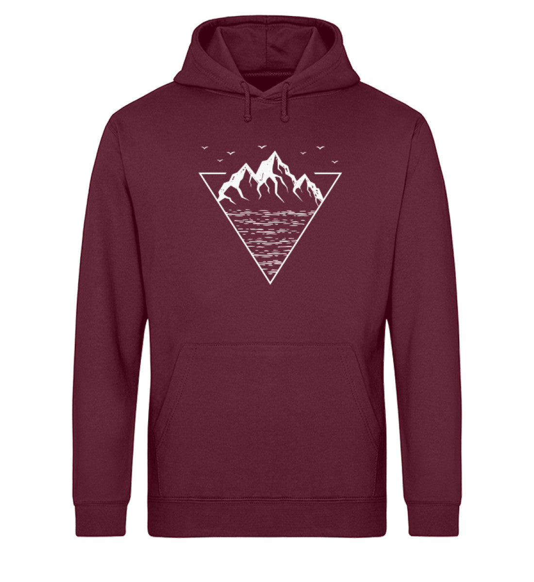 Berg Geometrisch - Unisex Organic Hoodie berge wandern Weinrot