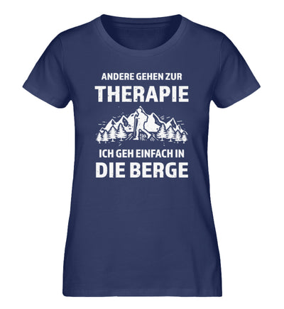 Andere gehen zur Therapie - Ich geh einfach in die Berge - Damen Premium Organic T-Shirt Navyblau